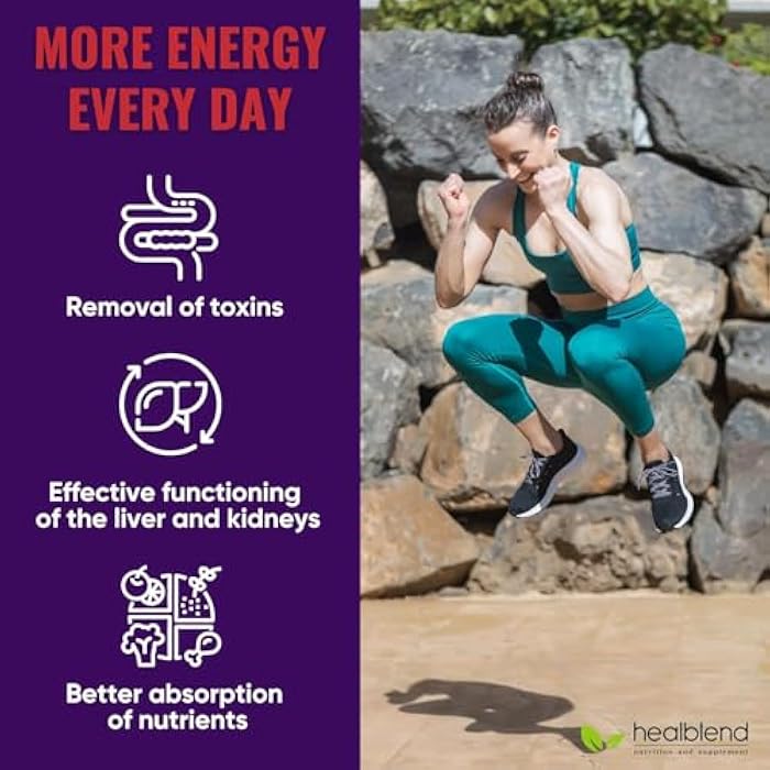 healblend Max Detox Supplement, Advanced Gut Cleanse Detox for Women & Men with Psyllium, Chlorella, Hyssop Herb & Papaya, with Acai Complex - Colon Cleanse - 60 Capsules (1) (2) - Image 5