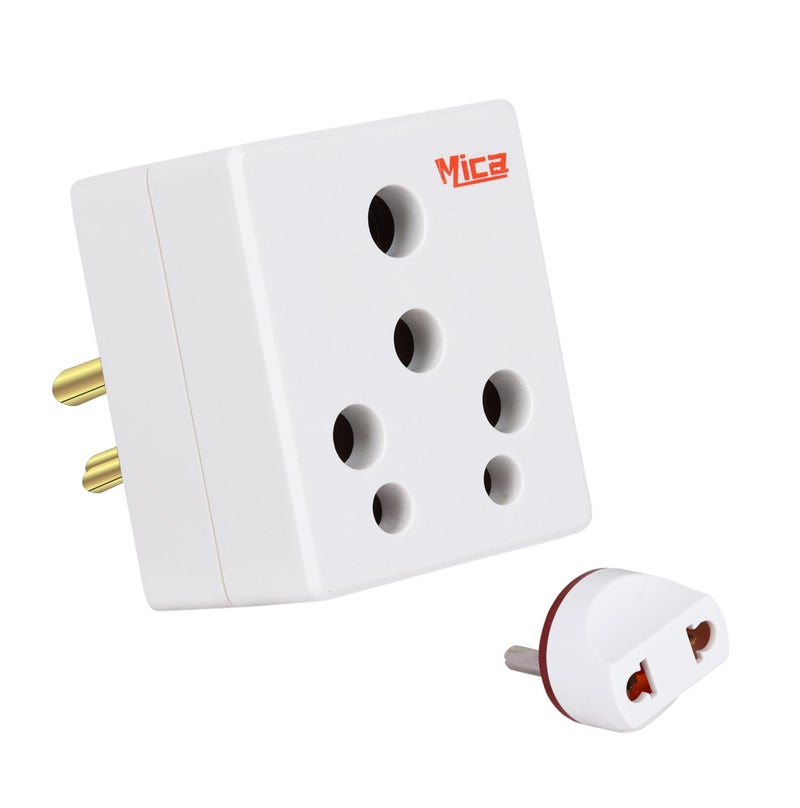 MICA 6 amp. to 16 amp. Ceramic Inside Solid 3 Pin Conversion Plug and MICA 2 Pin 6 amp. Universal Travel Adapter Conversion Plug (1) - Image 1