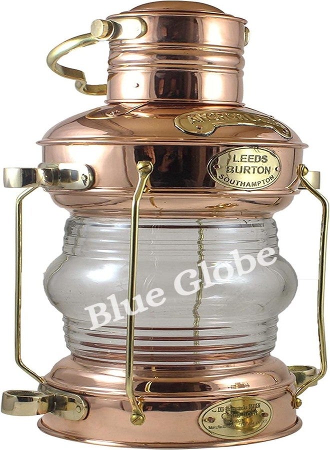 Blue Globe Vintage Burner Lantern- 12” Leeds Burton Nautical Maritime Ship- Oil Lamp Burner Lantern -Hanging Lantern with Dimmer Switch- Decorative Collectible Home Decor (Copper & Brass) by Blue Globe Export - Image 2