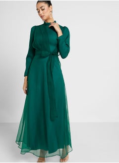 Puff Sleeve Belted Dress