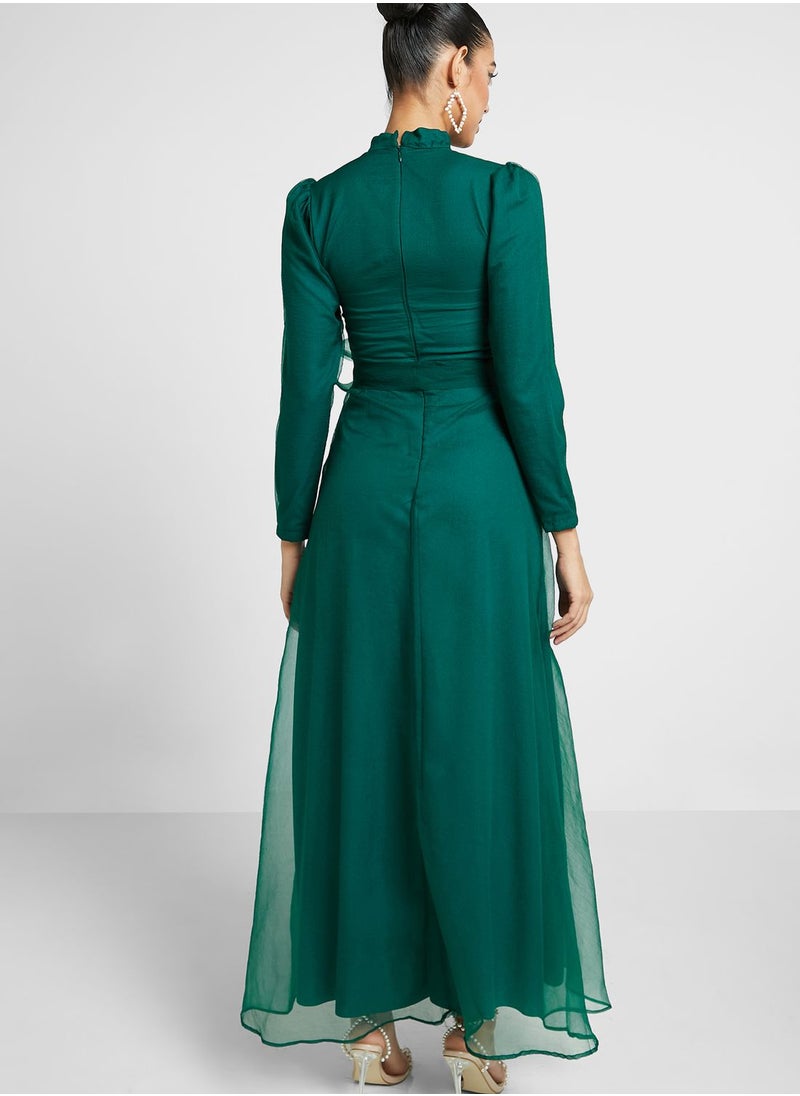 Khizana - Puff Sleeve Belted Dress - Image 1