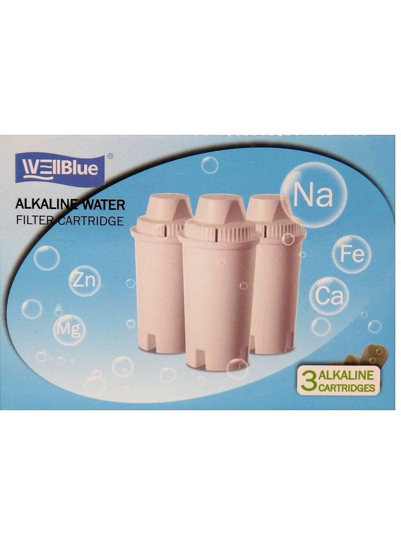 Wellblue WellBlue 3 Pack Drop In Brita Style Alkaline Water Filter Replacement 7 Stage Mineral Water FilterWorks With Wellblue Brita Style Pitchers  Dispensers 3 Pack 