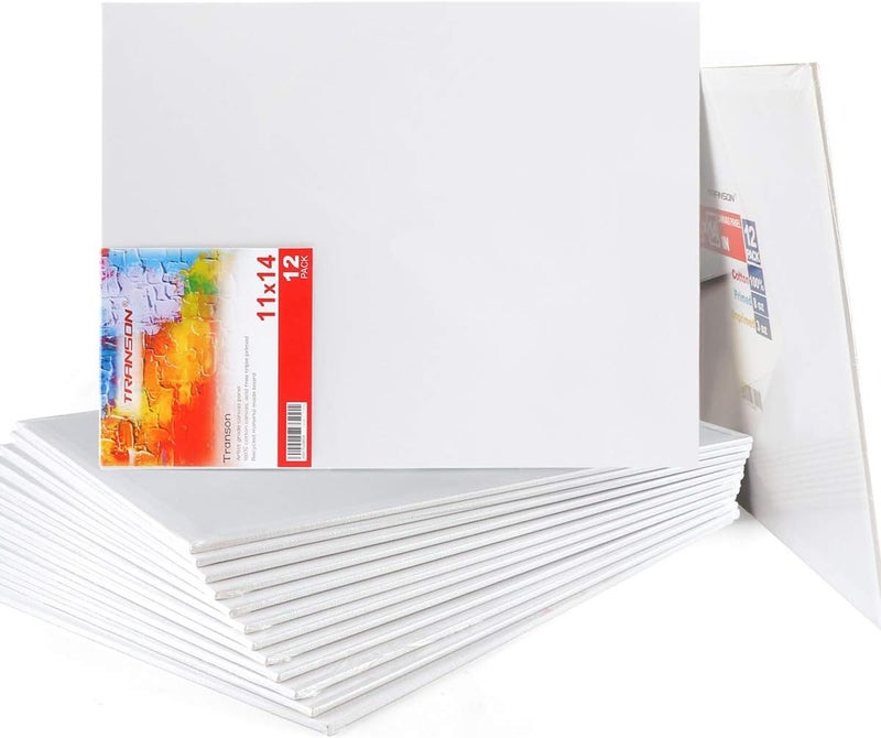 TRANSON 11x14 Artist Canvas for Painting MDF Board Painting Canvas No Warping 12Pack Acid-Free Primed - Image 1