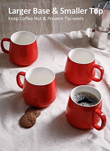 Teocera Ceramic Coffee Mug Set of 4-12 oz Coffee Mugs with Large Handles for Hot or Cold Drinks Like Latte, Cocoa, Tea or Juice - Smooth Ceramic, Dishwasher Safe, Red - Image 5