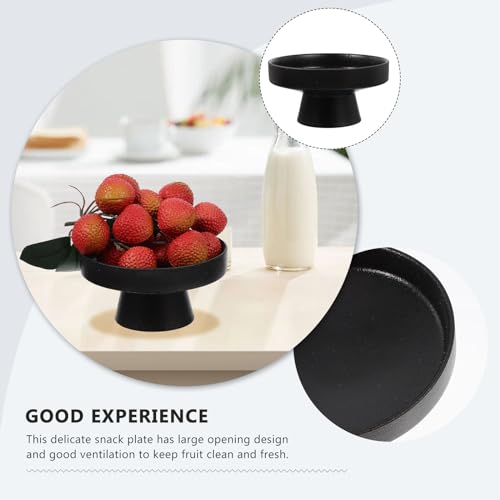 DOITOOL Ceramic Footed Bowl - 5 inch Decorative Pedestal Bowl Fruit Fruit Tray Dessert Display Stand Serving Dishes for Home Kitchen Counter Centerpiece Table Decor - Black - Image 5