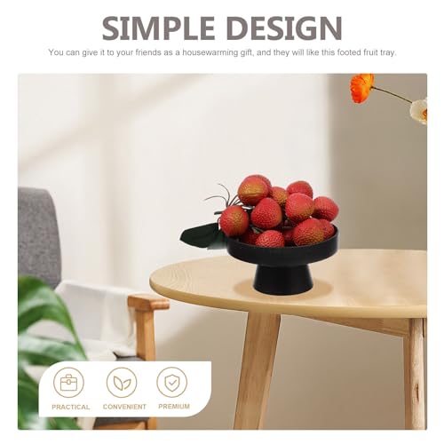 DOITOOL Ceramic Footed Bowl - 5 inch Decorative Pedestal Bowl Fruit Fruit Tray Dessert Display Stand Serving Dishes for Home Kitchen Counter Centerpiece Table Decor - Black - Image 4