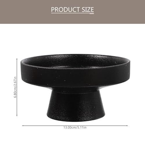 DOITOOL Ceramic Footed Bowl - 5 inch Decorative Pedestal Bowl Fruit Fruit Tray Dessert Display Stand Serving Dishes for Home Kitchen Counter Centerpiece Table Decor - Black - Image 2