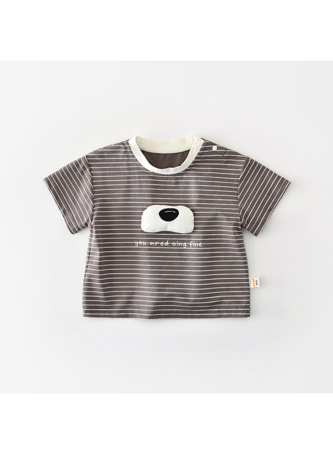 Baby New Short Sleeve T-shirt Summer Boys Girls Kids Thin Striped Cartoon Clothes Summer Top 62309