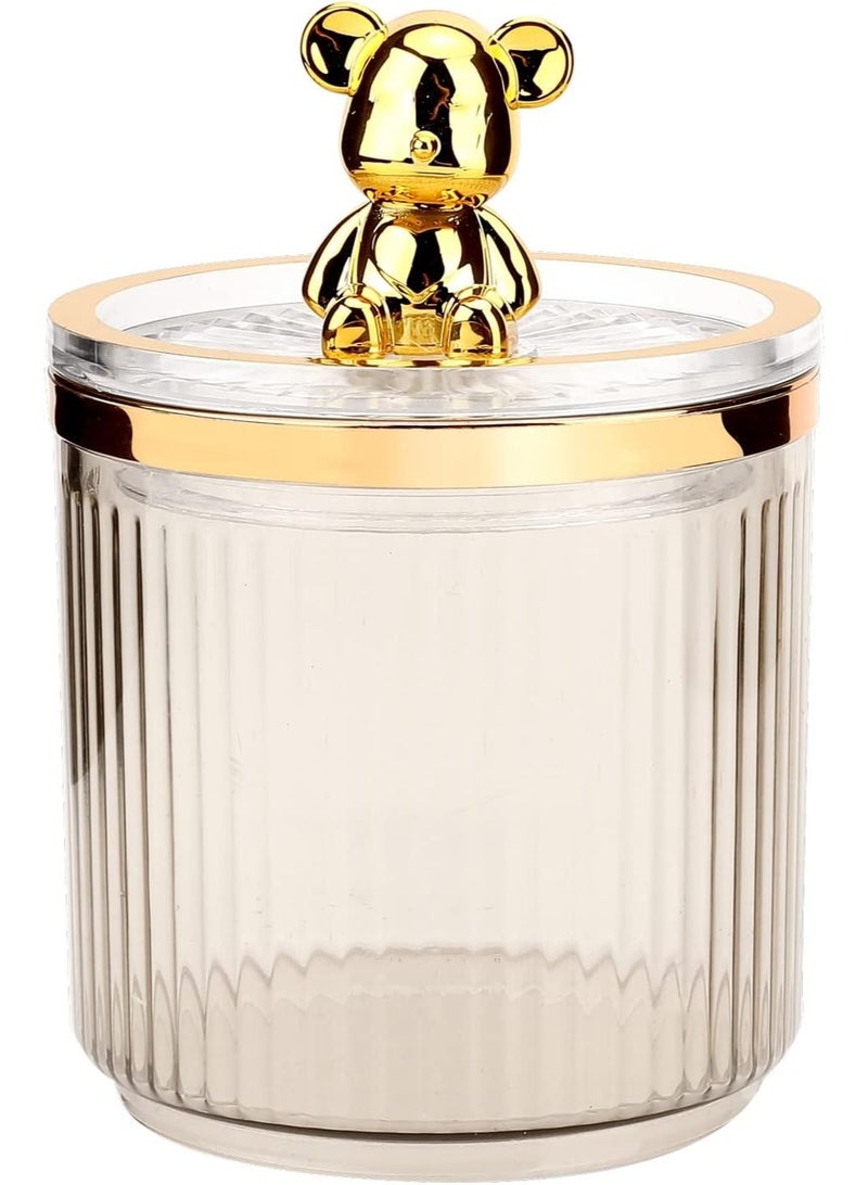 1-Pack Cotton Ball Dispenser Holder Set – Clear Plastic Jar for Cotton Swabs, Round Cotton Pads, and Dental Flossers – Bathroom and Cosmetic Organizer for Easy Storage and Access - Image 1