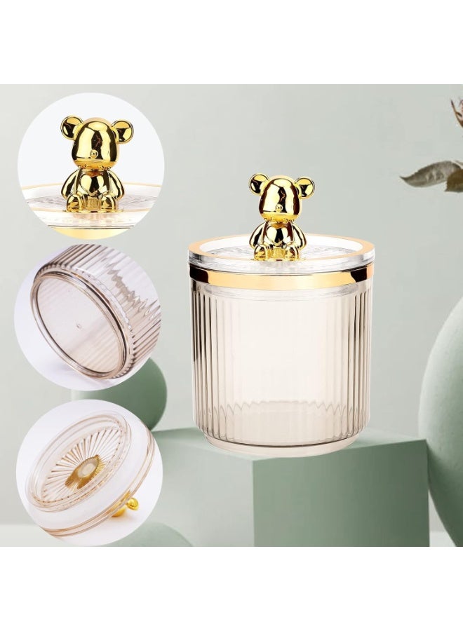 1-Pack Cotton Ball Dispenser Holder Set – Clear Plastic Jar for Cotton Swabs, Round Cotton Pads, and Dental Flossers – Bathroom and Cosmetic Organizer for Easy Storage and Access - Image 2