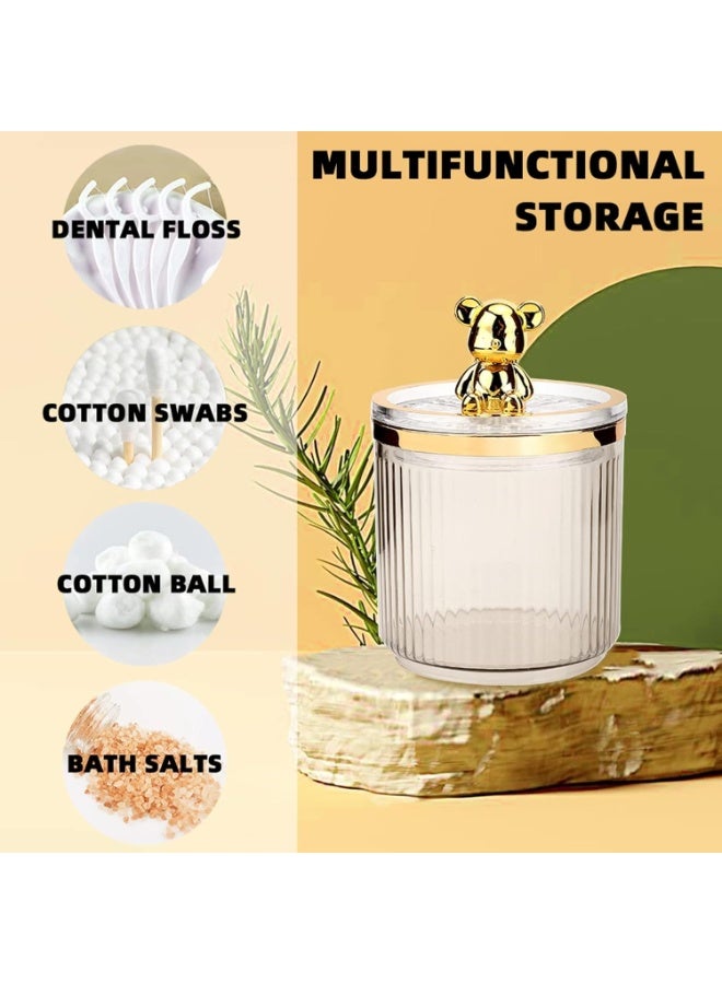 1-Pack Cotton Ball Dispenser Holder Set – Clear Plastic Jar for Cotton Swabs, Round Cotton Pads, and Dental Flossers – Bathroom and Cosmetic Organizer for Easy Storage and Access - Image 4