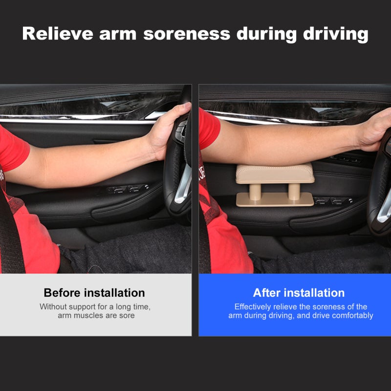 Car Armrest Left Elbow Support: Grey Soft PU Leather With Memory Foam - Adjustable Height 9cm/10.5cm/12cm Comfort Armrest Pad for Car Driving - Image 4