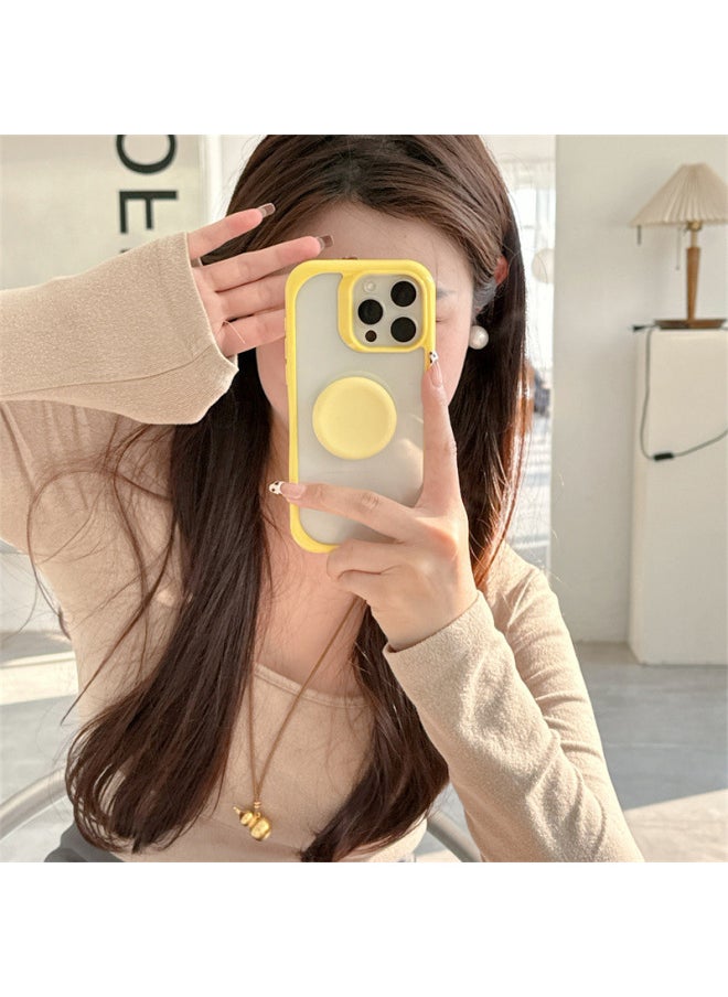 ماركة غير محددة - حامل إطار بلون سادة ياباني وكوري بسيط لهاتف Iphone16 لهاتف Iphone 15ProMax/14/13 جراب هاتف محمول متخصص اللون: لوحة خلفية أكريليك شفافة سوداء + نموذج قابل للتطبيق: لهاتف Iphone 14 - Image 1