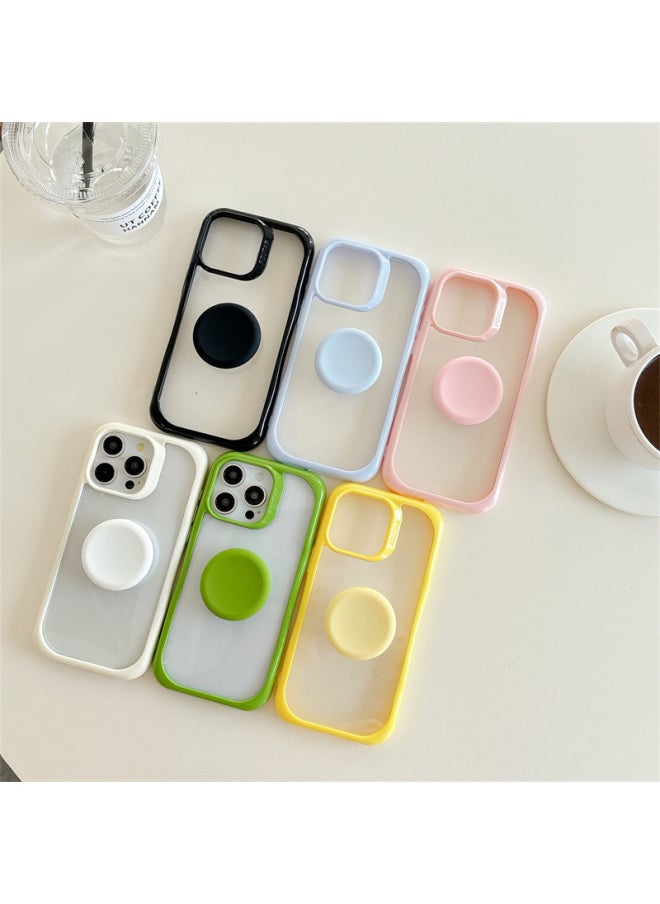 ماركة غير محددة - حامل إطار بلون سادة ياباني وكوري بسيط لهاتف Iphone16 لهاتف Iphone 15ProMax/14/13 جراب هاتف محمول متخصص اللون: لوحة خلفية أكريليك شفافة سوداء + نموذج قابل للتطبيق: لهاتف Iphone 14 - Image 1