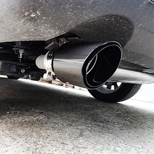 FAIZJUNBEN carbon fiber exhaust tip intake 2.5 inch outlet 3.5 inch exhaust tip, all black carbon fiber exhaust tip car tailpipe - Image 3