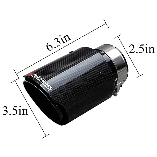 FAIZJUNBEN carbon fiber exhaust tip intake 2.5 inch outlet 3.5 inch exhaust tip, all black carbon fiber exhaust tip car tailpipe - Image 4