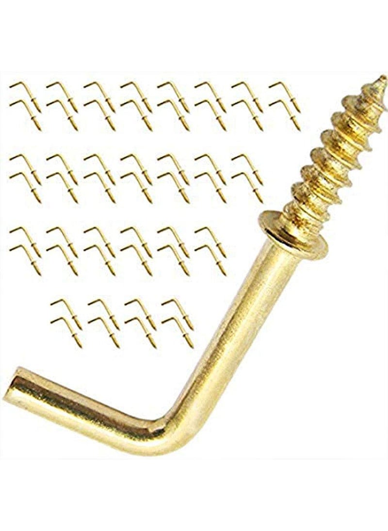 DIY Crafts Diy Crafts CTDIYHI27977 Plated Metal Screw in Square Bend Hooks Kit Gold Square Bend Hooks Self Tapping Screws Hooks Pack of 120 2 Multicolor 