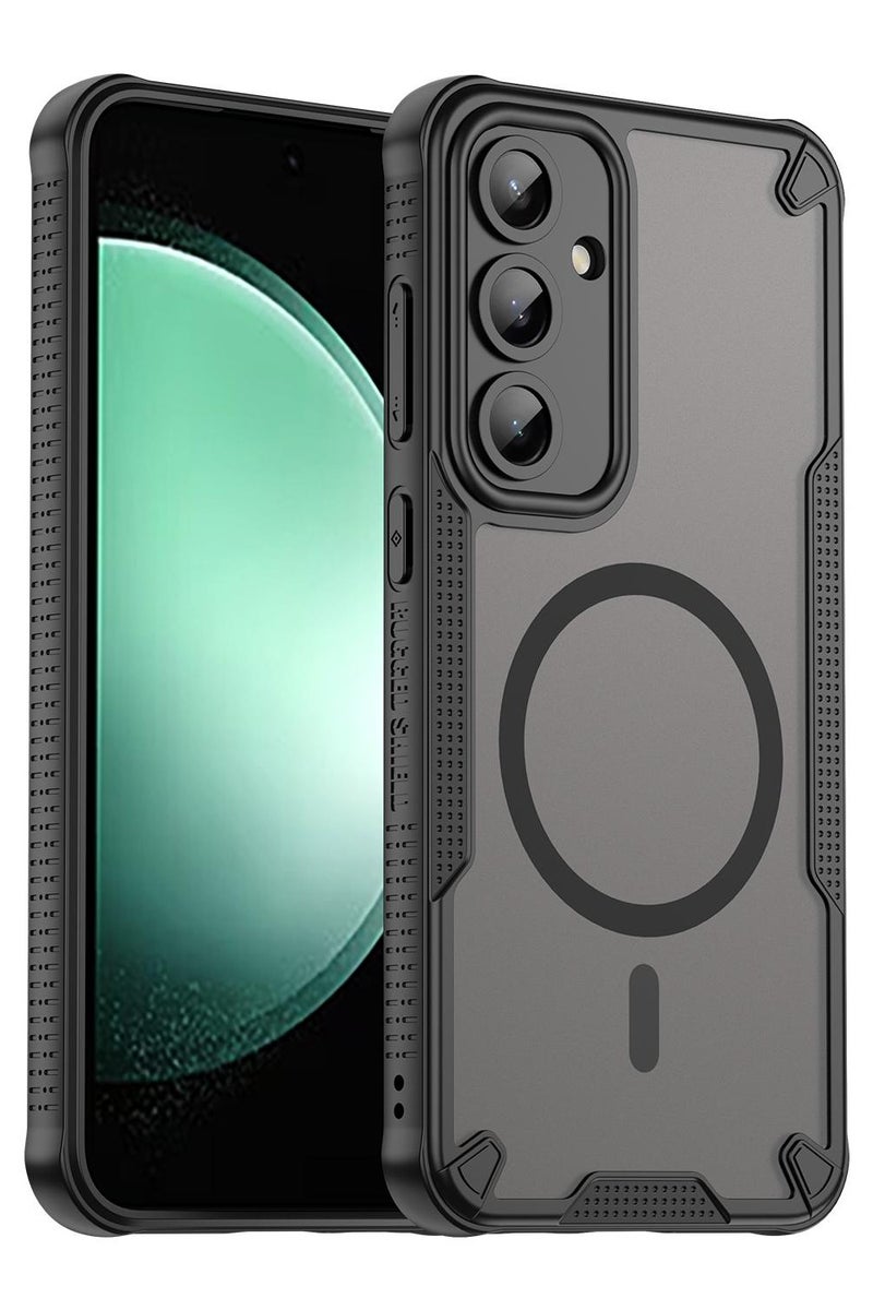 Cover For Samsung Galaxy S25 Plus Armor Glaze MagSafe Magnetic Phone Case Raised edges around the screen and camera lens help prevent scratches - Black - Image 1