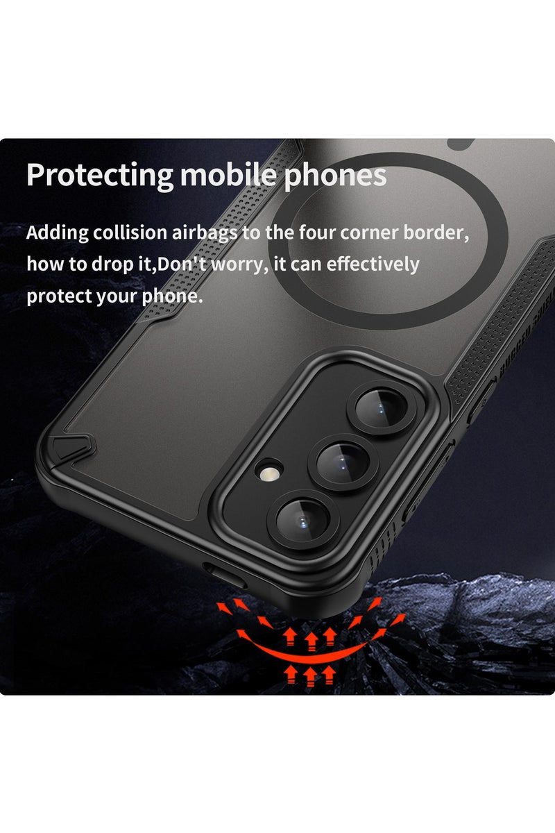 Cover For Samsung Galaxy S25 Plus Armor Glaze MagSafe Magnetic Phone Case Raised edges around the screen and camera lens help prevent scratches - Black - Image 4