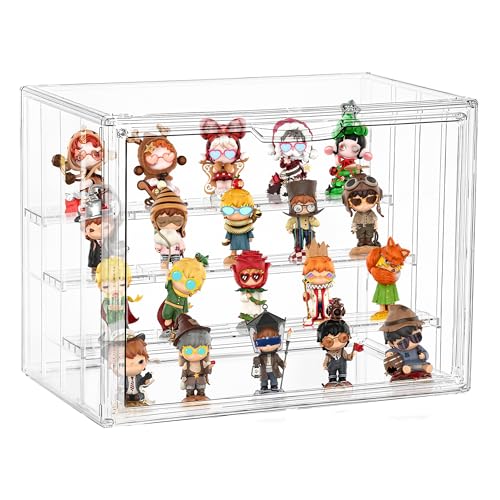 ZLLZUU Clear Acrylic Display Case for Figures 4 Layer Figure Display Shelf with 3 Movable Plate Stackable Display Box with Magnetic Door for Collectibles 1 Pack - Image 1