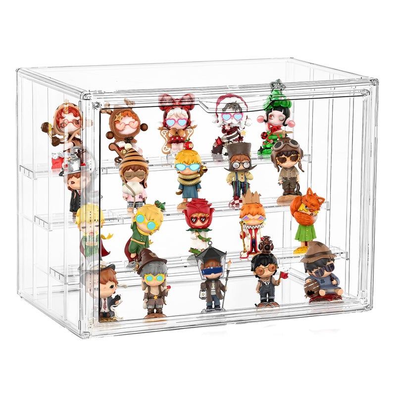 ZLLZUU Clear Acrylic Display Case for Figures 4 Layer Figure Display Shelf with 3 Movable Plate Stackable Display Box with Magnetic Door for Collectibles 1 Pack - Image 2