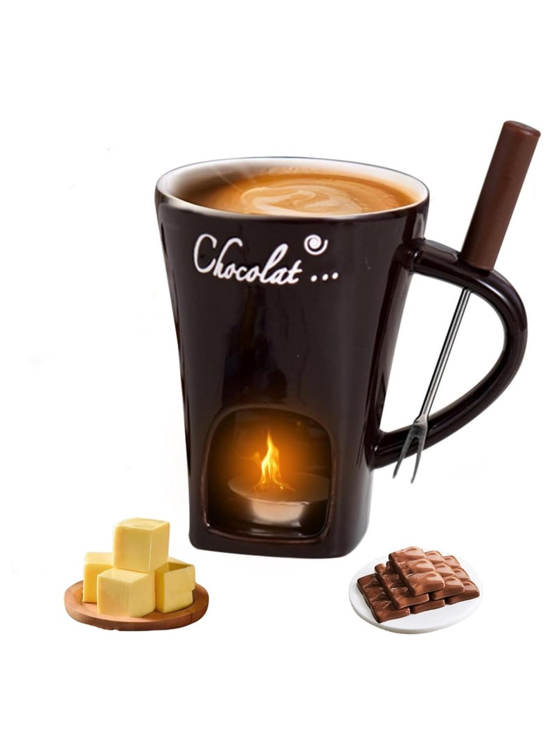 Cheese fondue cups, chocolate fondue cups, with forks and candles, ceramic chocolate fondue cups, mini chocolate cheese fondue cups