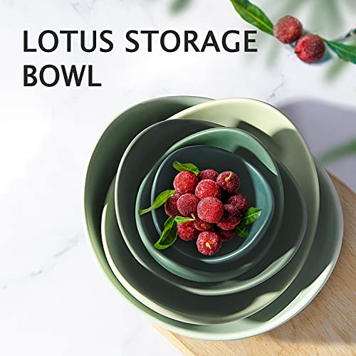 Notakia Salad Decorative Bowls Lotus Shaped Pasta Bowls Dishwasher & Microwave Safe, Unique Angled Ceramic Bowls for Salad, Pasta, Soup, Rice, Prep, Ideal for Restaurant (Green) - Image 2