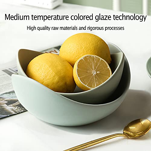 Notakia Salad Decorative Bowls Lotus Shaped Pasta Bowls Dishwasher & Microwave Safe, Unique Angled Ceramic Bowls for Salad, Pasta, Soup, Rice, Prep, Ideal for Restaurant (Green) - Image 4