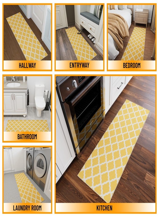 Ottomanson Hallway Runner Rug 20" x 59" Non Slip Trellis Area Rugs Easy to Clean Laundry Rug Runner Durable & Pet Friendly Floor Carpet Runners for Hallways Entryway Living Room Kitchen, Yellow - Image 3