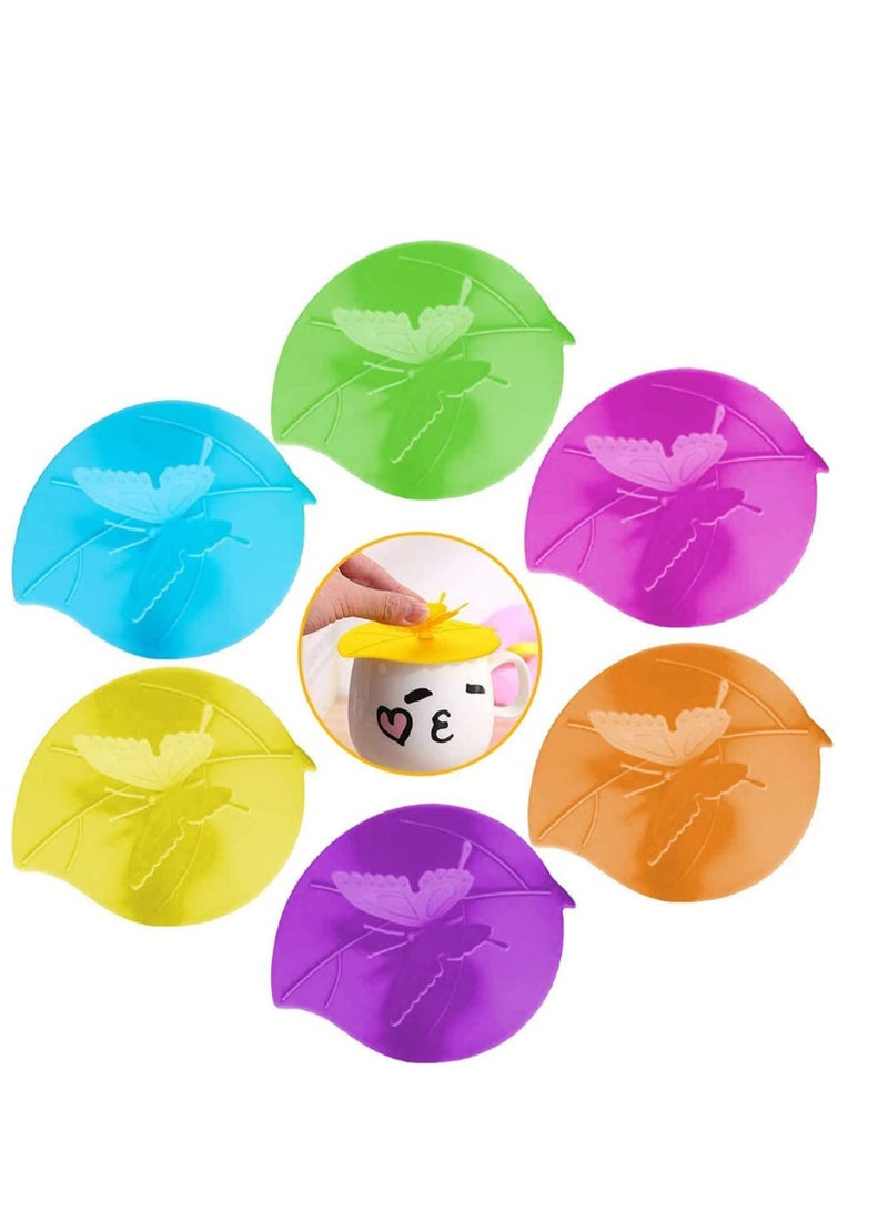 SYOSI Silicone Cup Covers, Food Grade Lids - Creative erfly Mug, Reusable Anti-dust Lid Suction for Coffee, Drinks (6 Colors) - Image 1