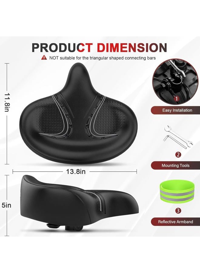 Bluewind Oversized Bike Seat, Wide Bicycle Saddle Novel Backrest Design Durable Leather Surface Compatible with Peloton, Universal Fit Exercise or Road Stationary Bike Seat Cushion for Men & Women (BK - Image 5