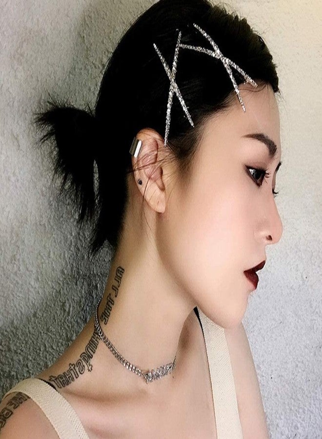 HAPPYMATES 2 Pcs X Shaped Crystal Hair Pins Cute Metal Shiny Hair Clip Rhinestone Bobby Pin Sparkly Barrette for Women Girls Styling Accessories - Image 2