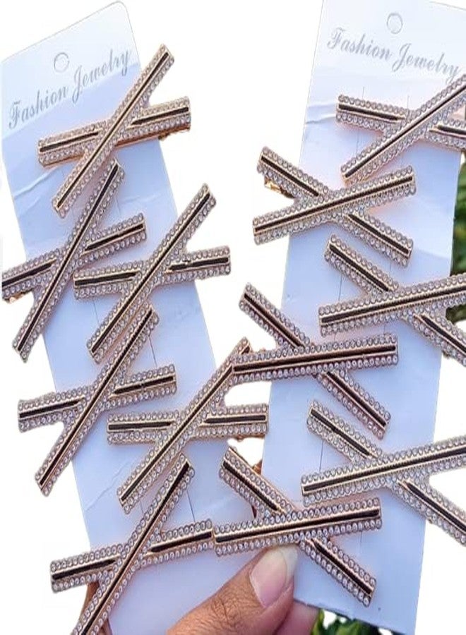 HAPPYMATES 2 Pcs X Shaped Crystal Hair Pins Cute Metal Shiny Hair Clip Rhinestone Bobby Pin Sparkly Barrette for Women Girls Styling Accessories - Image 1