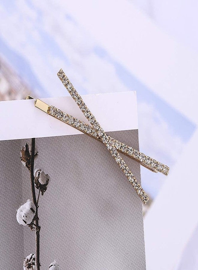 HAPPYMATES 2 Pcs X Shaped Crystal Hair Pins Cute Metal Shiny Hair Clip Rhinestone Bobby Pin Sparkly Barrette for Women Girls Styling Accessories - Image 4