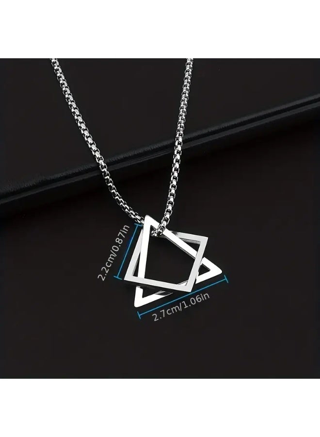 Goolsky Unisex Square Pendant Necklace – Minimalist & Chic, Square Pendant Adjustable Chain, Non-Fading Titanium Steel, Daily Wear/Unisex Fashion Statement - Image 4