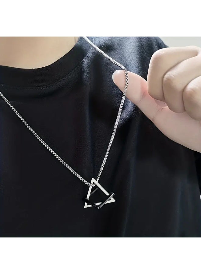 Goolsky Unisex Square Pendant Necklace – Minimalist & Chic, Square Pendant Adjustable Chain, Non-Fading Titanium Steel, Daily Wear/Unisex Fashion Statement - Image 3