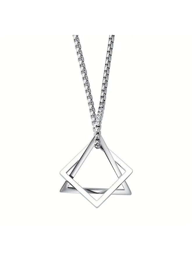 Goolsky Unisex Square Pendant Necklace – Minimalist & Chic, Square Pendant Adjustable Chain, Non-Fading Titanium Steel, Daily Wear/Unisex Fashion Statement - Image 5