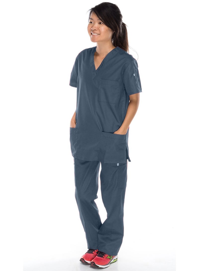 Meridian Classic Cargo Scrub Set - Comfortable and Stylish Unisex Medical Uniform with Cargo Pants and V-Neck Top. Ideal for Healthcare Professionals. Durable, Functional.