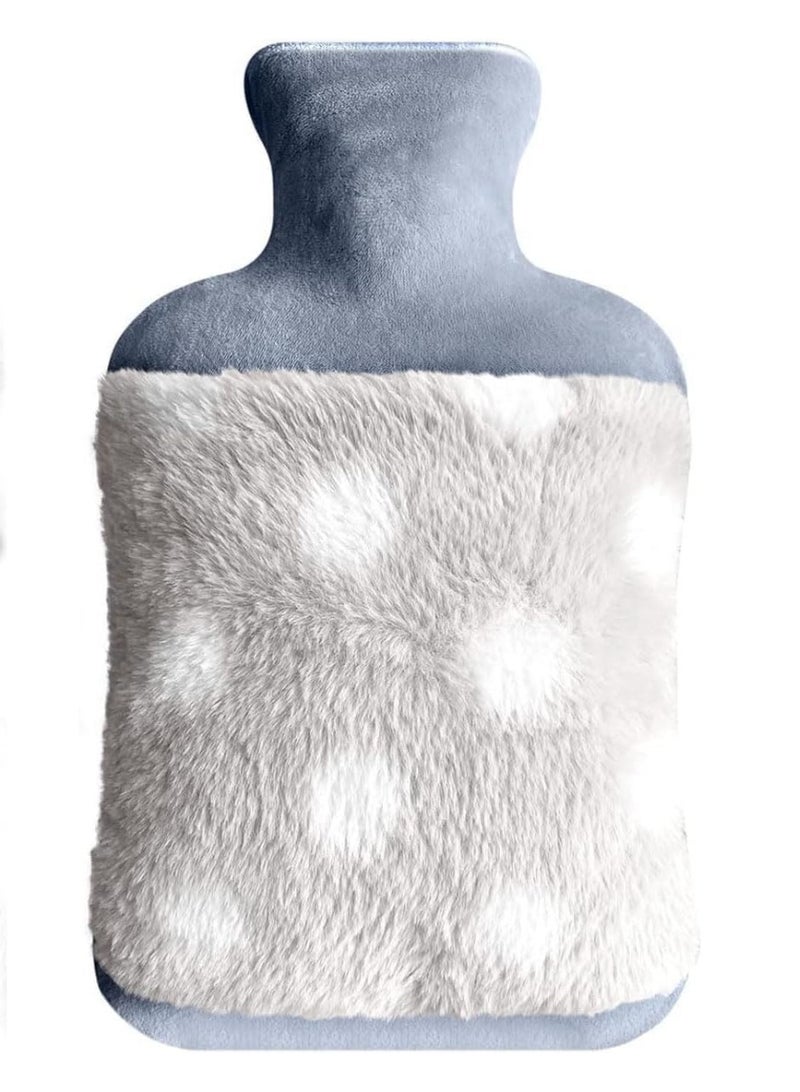Hot Water Bottle with Soft Cover, Upgraded 2L BPA Free Hot Water Bag for Neck, Shoulder Pain and Hand Feet Warmer, Menstrual Cramps, Hot Compress and Cold Therapy (Gray) - Image 1