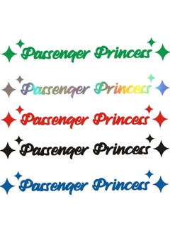 أوزيغالور 5 قطع من ملصقات السيارة اللطيفة - ملصقات حروف "Passenger Princess" للمرآة والنوافذ والصدام  - Image 1