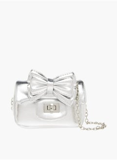 Celeste Girls Bow Accent Crossbody Bag with Chain Strap and Twist Lock Closure  - Image 1