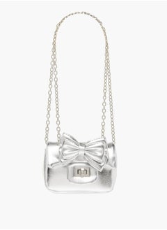 Celeste Girls Bow Accent Crossbody Bag with Chain Strap and Twist Lock Closure  - Image 3