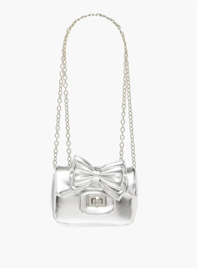 سيليست Girls Bow Accent Crossbody Bag with Chain Strap and Twist Lock Closure