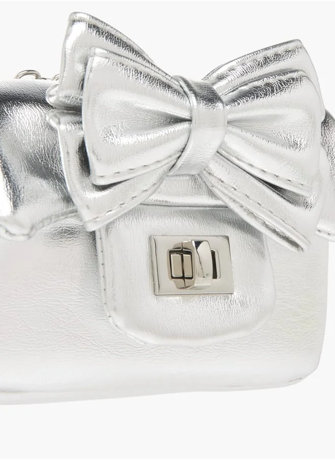 سيليست Girls Bow Accent Crossbody Bag with Chain Strap and Twist Lock Closure