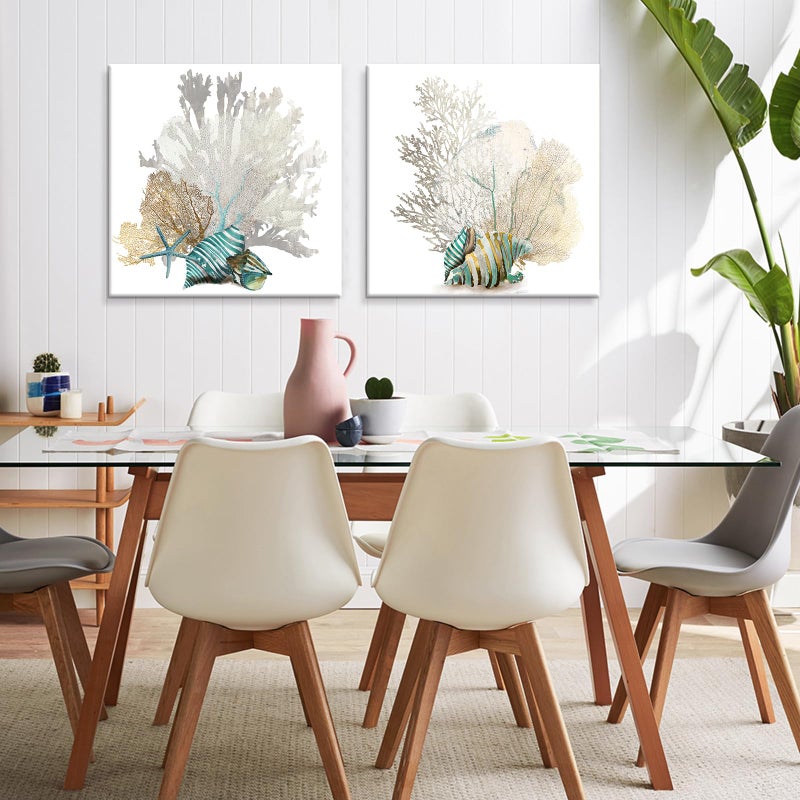 Home Trove Japo Art Ocean Art By Pi Creative Art Modern Canvas Print Wall Pictures Vintage Giclee Print On Canvas Stretched Living Room Bedroom 20X20X2 Inch Multi - Image 5