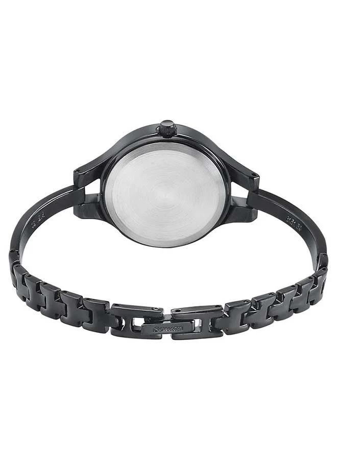 Sonata Round Shape Stainless Steel Analog Wrist Watch 8151NM01 - 28 mm - Black
