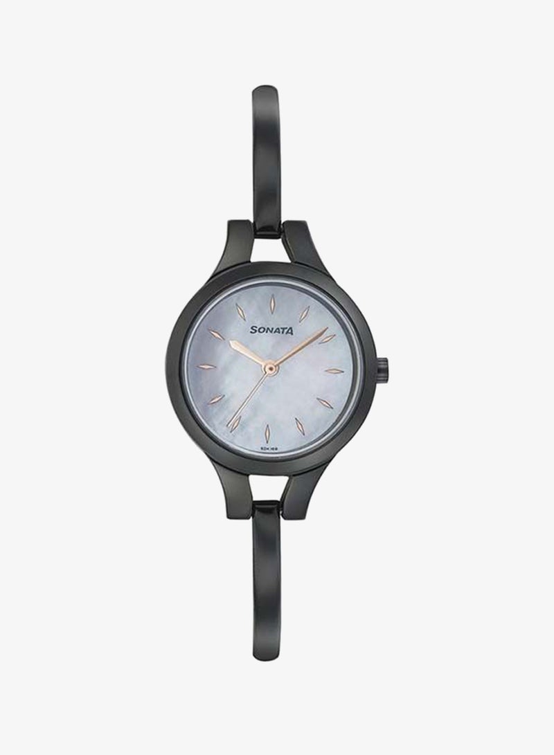 Sonata Round Shape Stainless Steel Analog Wrist Watch 8151NM01 - 28 mm - Black - Image 5