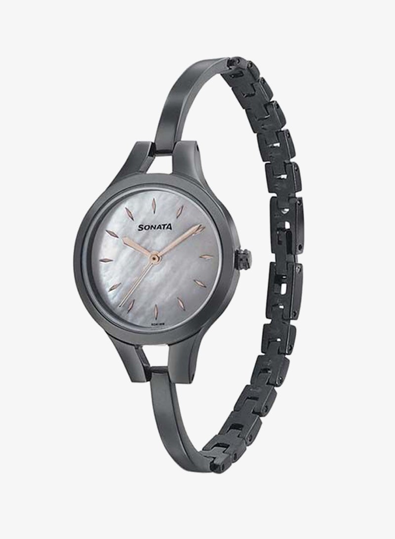 Sonata Round Shape Stainless Steel Analog Wrist Watch 8151NM01 - 28 mm - Black - Image 1