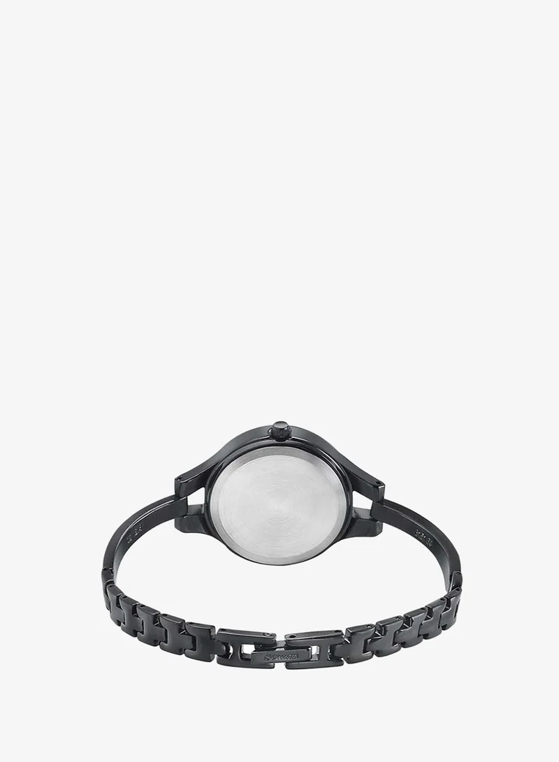 Sonata  Round Shape Stainless Steel Analog Wrist Watch 8151NM01 - 28 mm - Black for Women | Best Price UAE