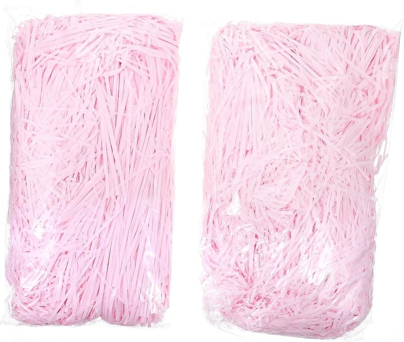 YOSADIER Shredded Raffia Paper Filler for Boxes 200g Pack (2 Bags) Crinkle Cut DIY Box Filling Material in Light Pink and Pink for Wedding, Valentine’s Mother’s Day Packaging - Image 1